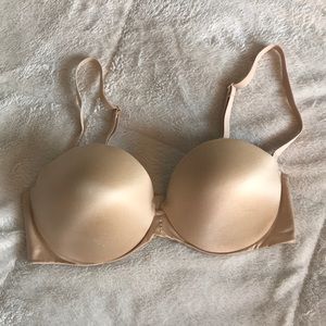 Nude convertible strapless padded push up bra